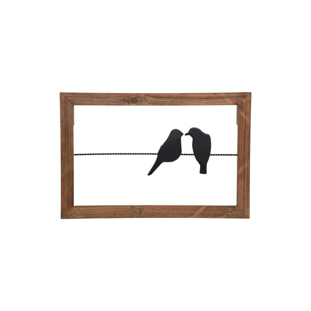 Foreside Home & Garden Bird On A Wire Wood and Metal Wall Décor Silver 
